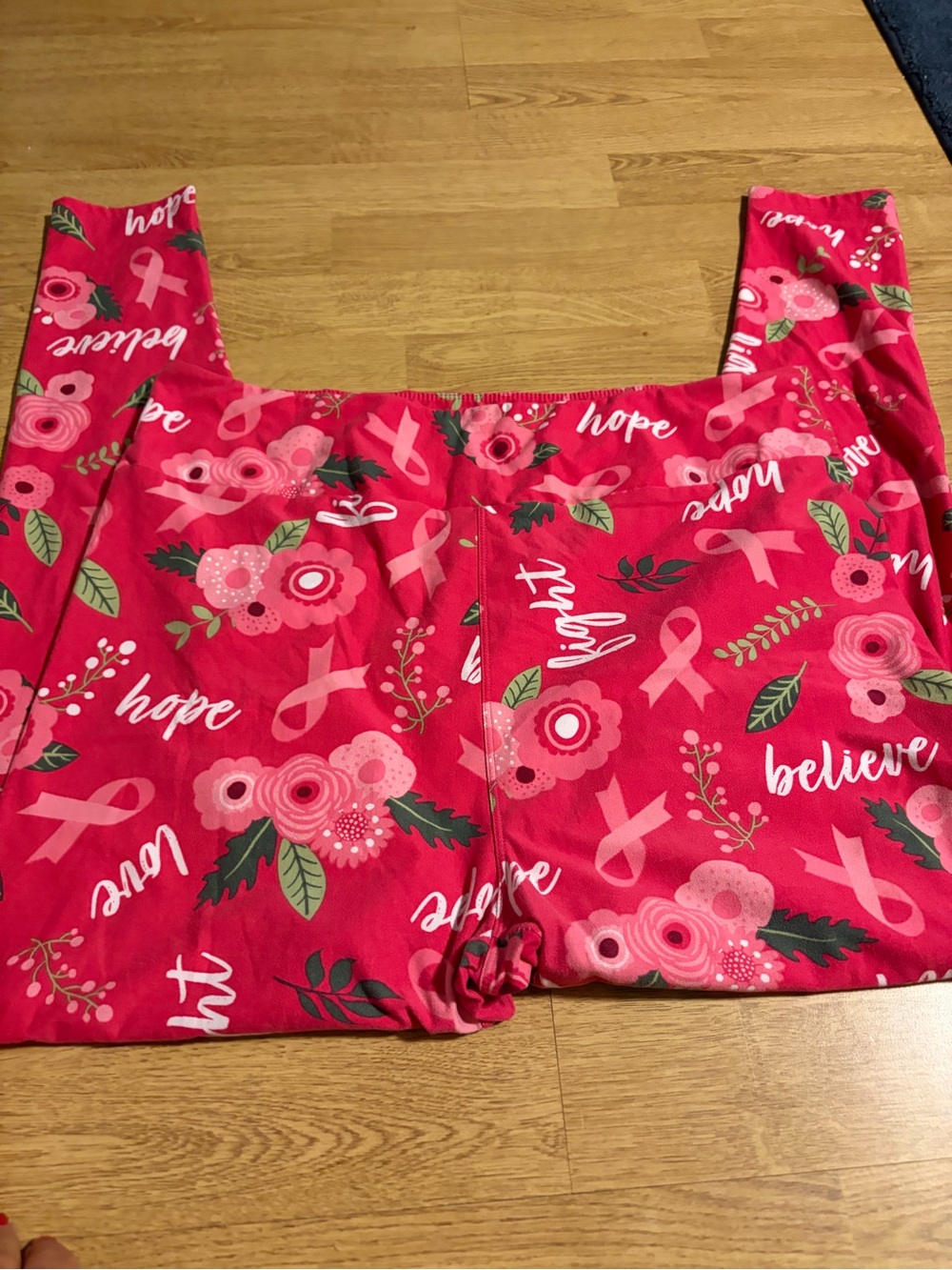 LuLaRoe Pink Floral 'Hope & Believe' Leggings- not sure if ever worn fits XL-2X